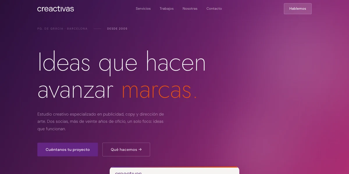 Site Creactivas, studio créatif de publicité à Barcelone