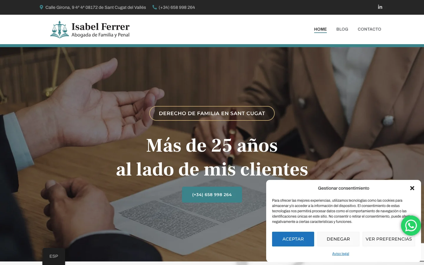 Site d'Isabel Ferrer, avocate, conçu par Site Avant